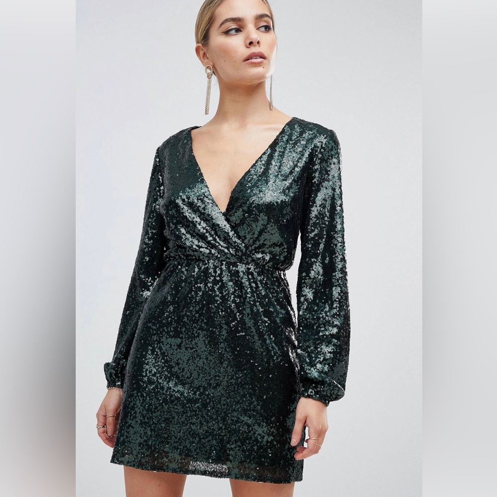 Green Sequin Mini Dress